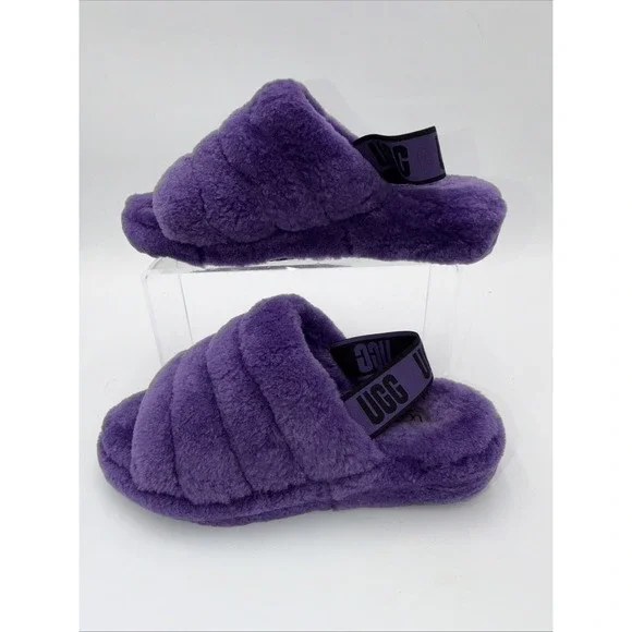 UGG Fluff Yeah Women's Size 9 Slippers Purple Sandals Fluffy Soft - Picture 2 of 10
